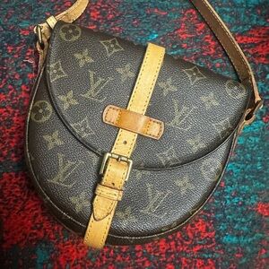 Louis Vuitton Monogram Crossbody Bag with Tan Strap